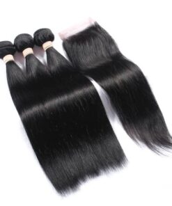 Blkt 24 inches x3 Bundles Human Hair Weaves and Closure