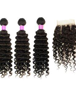 Blkt Closure Value Package Human Hair 22" inches Deep Wave Weave