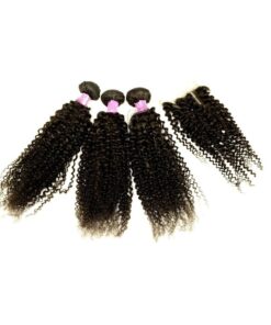 Blkt Human Hair Hair 16" inches Jerry Curl Closure Value Package