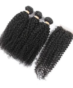Blkt Kinky Curl 12 inches x3 Human Hair Weaves and Closure