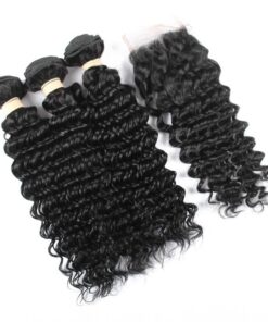 Blkt Water Wave 10 inches x3 Human Hair Weaves and Closure
