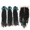 Brazilian Deep WaveVirgin Hair Weave Extensions With Lace Closure 6A Grade - (10inch x3 + 8inch Closure)