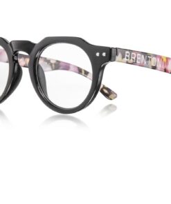Brentoni Reading Glasses Black fron with Floral Temples - +2.50