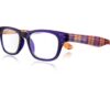 Brentoni Reading Glasses Crystal Purple with Shiny Tartan Temples - +1.50