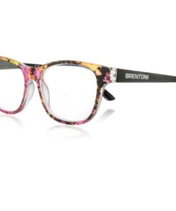 Brentoni Reading Glasses Floral, Shiny Black Temple - +3.00