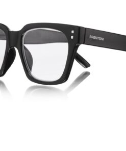 Brentoni Reading Glasses Shiny Black Front, Shiny Black Temple - +2.00