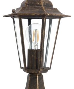 Bright Star Lighting - Die Cast Aluminium Lantern Pillar - Black / Gold