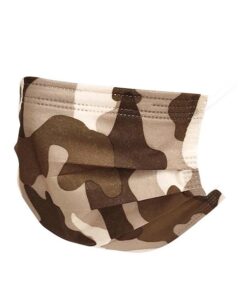 Brown & White Camouflage Mask - Disposable 3 Ply Face Mask with Nose Piece
