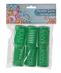 Bulk Pack 2 x Plastic Hair Curlers 6pc Large Green Pack of 6