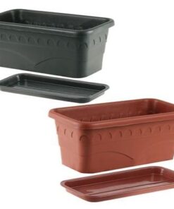 Bulk Pack 4 x Rectangular Plastic Plant Trough & Tray - 30cm x 16cm x 12cm