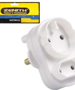 Bulk Pack 6 x Zenith Euro Schuko Twin Plug Adaptor