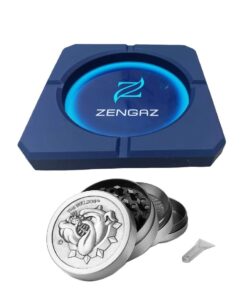 Bulldog 4-Part Metal Grinder & Zengaz Premium Silicone Ashtray