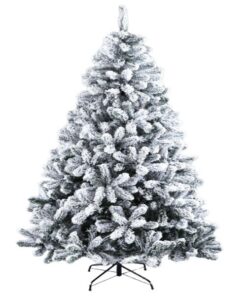 Canadian Home Flocked Emperor Christmas Tree with Metal Stand - 210 cm