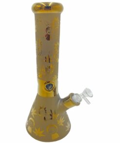 Cannabis Dab Rick & Morty 35.5cm Metallic Glass Ice Catch Bong Water Pipe - Metallic Gold