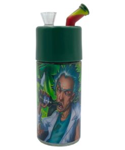 Cannabis Dry Herb Rick & Morty Themed 15cm Tall Flask Style Glass Bong