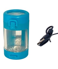 Cannabis Dry Herb Storage Rechargeable LED Lit Magnifying Glow Jar - Blue