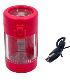 Cannabis Dry Herb Storage Rechargeable LED Lit Magnifying Glow Jar - Red