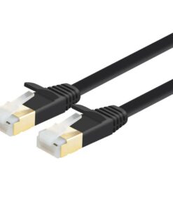 CAT7 10G Ethernet Flat Network Cable with Gold Plated RJ45 10m Black