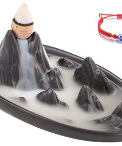 Ceramic Backflow Incense Burner Lushan Sea of Clouds & Evil Eye Bracelet