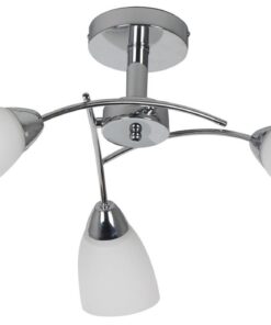 Chandelier Polished Chrome White Glass 3 Lights - Bright Star Lighting