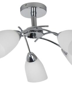 Chandelier Polished Chrome White Glass 5 Lights - Bright Star Lighting