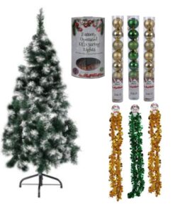 Christmas Tree (Green Frosted ) + Decorative Ornaments Combo + Lights