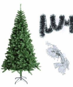 Christmas Tree with Light and Snowflake Tinsel Decoration - Green - 180 cm