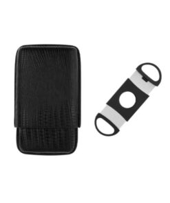 Cigar Case and Cutter Set - Robusto - Holds 3 Cigars