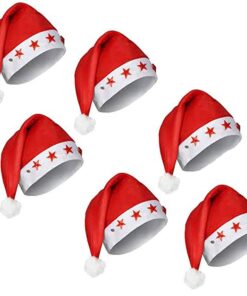Classic Glowing Christmas Hats Led Flashing Star Santa Hat pack of 6