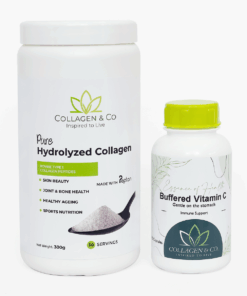 Collagen 300g + 90's Buffered Vitamin C Capsules combo Collagen &Co