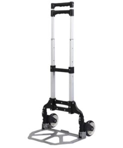 Compact Adjustable Folding Hand Trolley - 80kg Capacity - Black