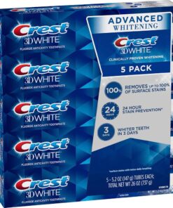 Crest 3D White Advanced Whitening Toothpaste - 147g (Pack of 5)