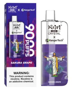 Crystal 9000 Puffs Rechargeable Disposable Vape With 18ml Sakura Grape