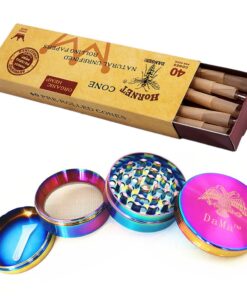 DaMa Dry Herb Weed Grinder Crusher- 50mm Solid Lid + 40 Pre-Rolled Cones
