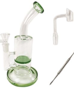 DaMa Glass Bong Percolator Dab Rig Bubbler + Dabber Dab Tool + Dab Banger