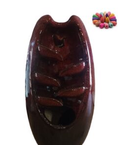 Dark Red, Black Ceramic Backflow Incense Burner With 20 Incense Cones