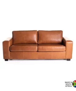 ANTONIO GENUINE LEATHER 3 SEATER COUCH - Pecan