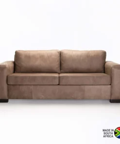 ANTONIO GENUINE LEATHER 3 SEATER COUCH - Buffed Taupe