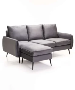 ELLA VELVET CORNER CHAISE - Grey
