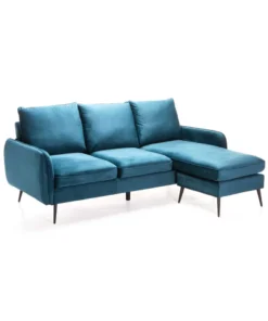 ELLA VELVET CORNER CHAISE - Teal