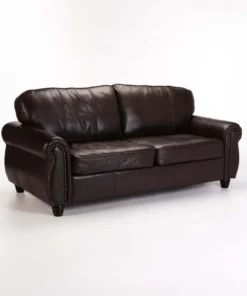 KINGSLEY GENUINE LEATHER 3 SEATER COUCH - Oxblood