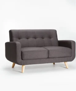 LUNA FABRIC 2 SEATER COUCH - Dark Grey/Natural Leg