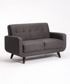 LUNA FABRIC 2 SEATER COUCH - Dark Grey/Dark Leg