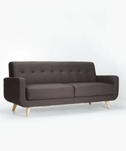 LUNA FABRIC 3 SEATER COUCH - Dark Grey/Natural Leg