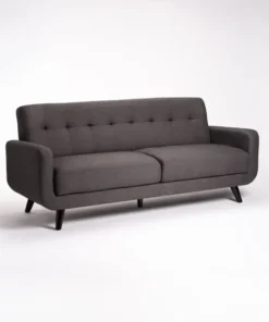 LUNA FABRIC 3 SEATER COUCH - Dark Grey/Dark Leg