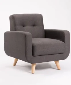 LUNA FABRIC ARMCHAIR - Dark Grey/Natural Leg