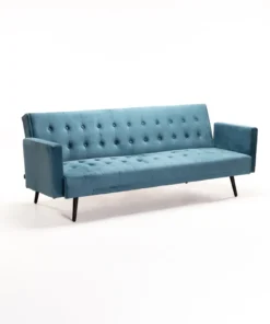MAC VELVET SLEEPER COUCH - Teal/Black Legs