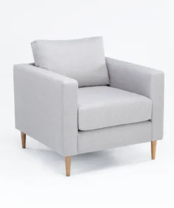 NINO FABRIC ARMCHAIR - PLATINUM/NATURAL LEG