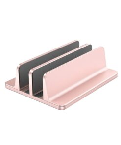 Desktop Double Adjustable Vertical Laptop Stand Holder - Rose Gold