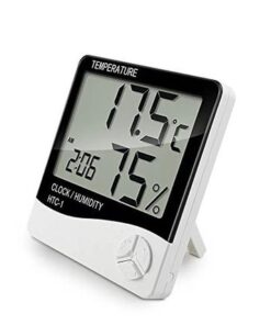 Digital Temperature Humidity Meter Clock - White
